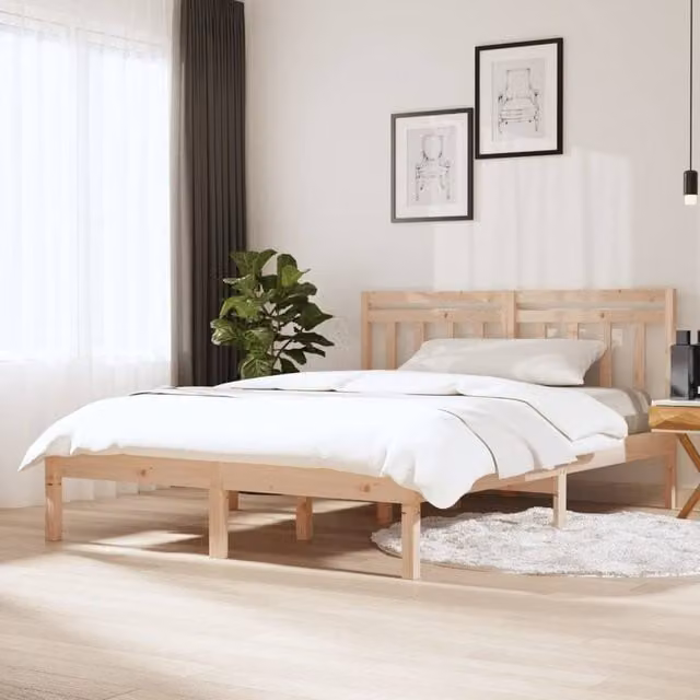 Berkfield Home Rustic Solid Wood Pine Bed Frame, Brown, W: 140 cm, D: 200 cm – 1
