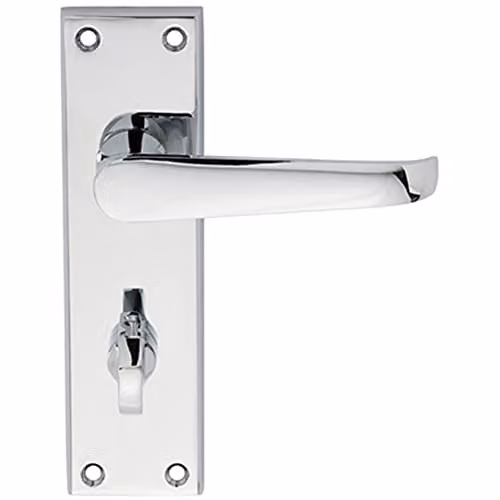 Loops Pair Straight Victorian Lever on Bathroom Backplate, Polished Chrome, W: 15.0 cm, H: 4.4 cm