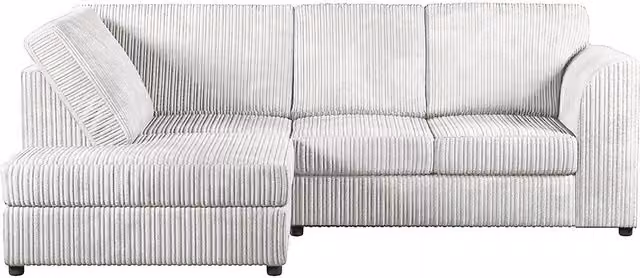 Furnishings For Less UK Luxor 4 Seater L-Shape Corner Sofa, Left Hand Facing, Silver Jumbo Cord with Full Back