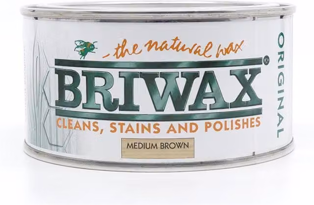 Briwax Natural Wax Polish, Medium Brown, 200g