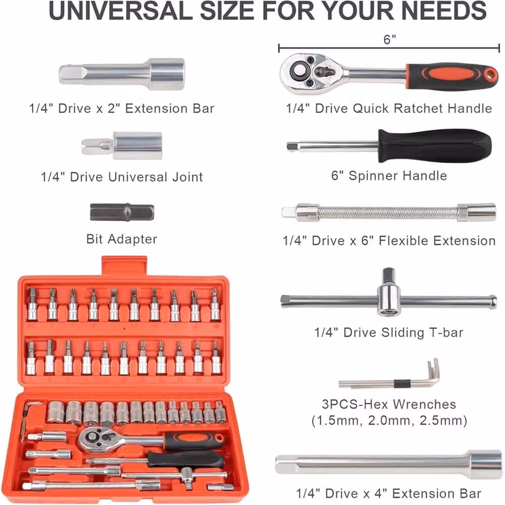 SPETLEK 1/4 inch Drive Socket Ratchet Wrench Set in Red – 2