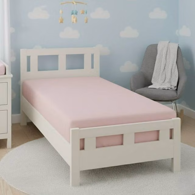 Snug City Pink Flannelette Cot Bed Fitted Sheet, Soft Brushed Cotton, W/D/H: 70 x 140 cm