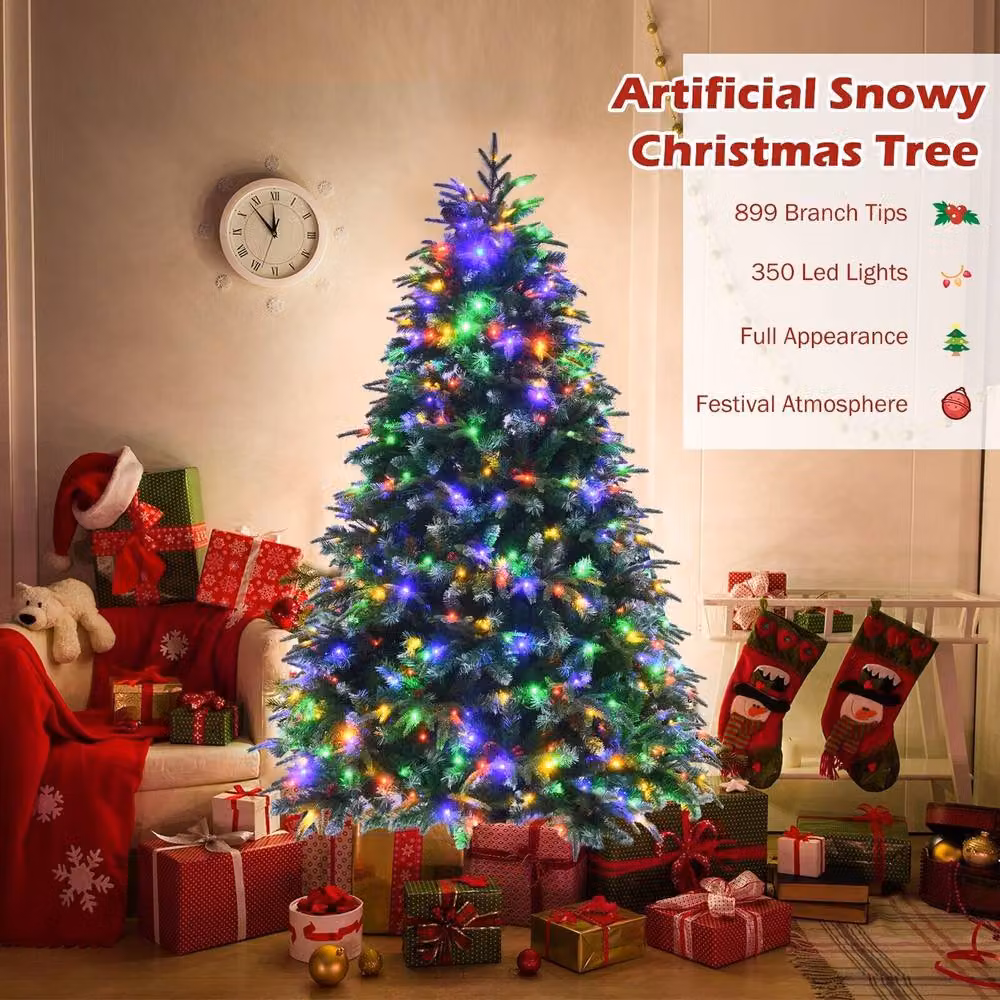 CASART 5ft Snowy Artificial Christmas Tree with 250 LED Lights and 581 Tips in Green, Height: 152.4 cm – 4