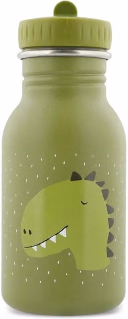 Trixie Mr. Dino Stainless Steel Leakproof Water Bottle with Carry Handle, Green, 350ml