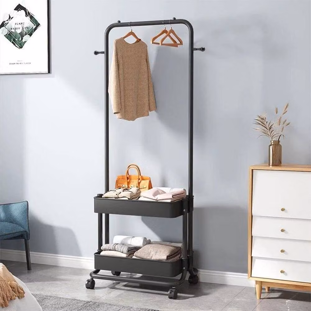 KORVIXA Mobile Clothes Rail Hanging Rack Display Stand in Matt Black, Width: 90 cm – 2