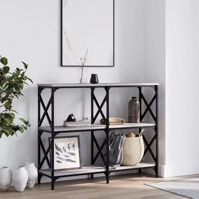 Berkfield Home Console Table in Grey Sonoma, W/D/H: 100 x 28 x 80.5 cm – 1
