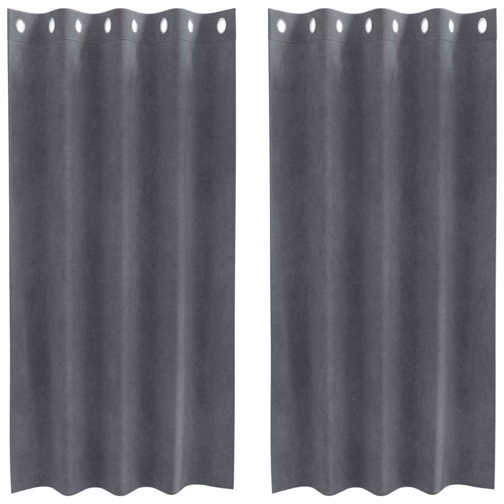Berkfield Home Modern Blackout Velvet Curtains with Eyelets, 2 Pack, Dark Grey and Super Light Grey – 3