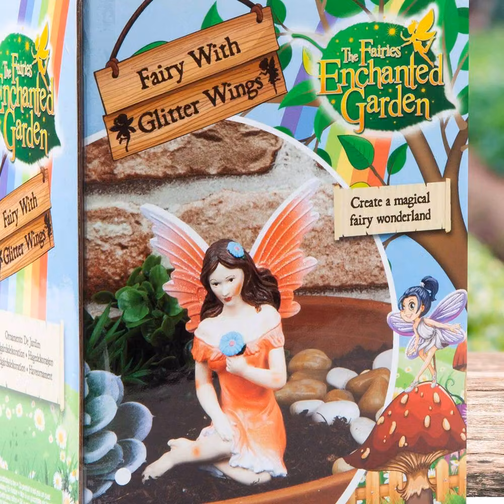VFM e-Store Pink Glitter Fairy Enchanted Garden Tabletop Ornament – 3