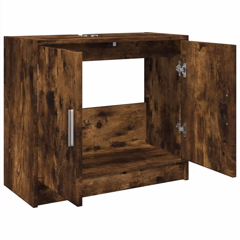 Berkfield Home Smoked Oak Sink Cabinet in Brown, W/D/H: 63 x 29 x 55 cm – 3
