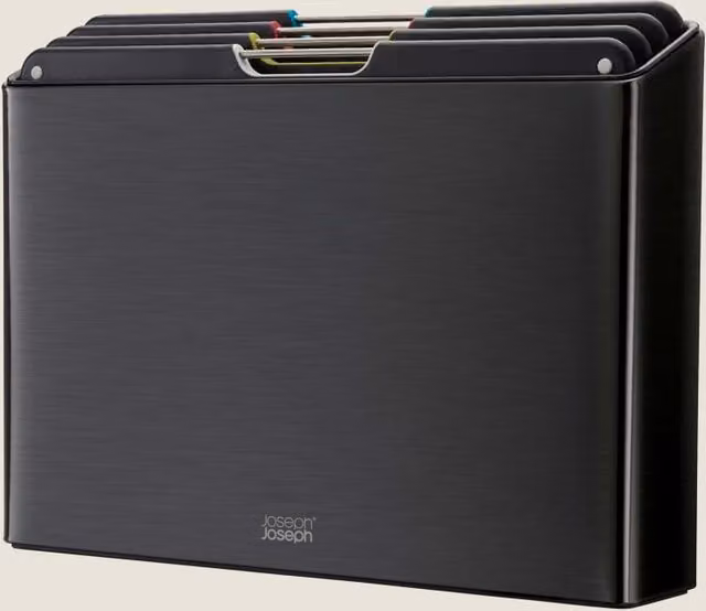 Joseph Joseph Folio 4 Piece Stainless Steel and Plastic Chopping Board Set, Black