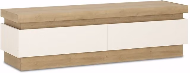 Furniture To Go Lyon 2 Drawer TV Cabinet in White and Oak High Gloss