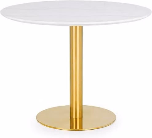 Julian Bowen Palermo Round Marble Dining Table in White and Gold, Diameter: 100 cm, Height: 74.5 cm