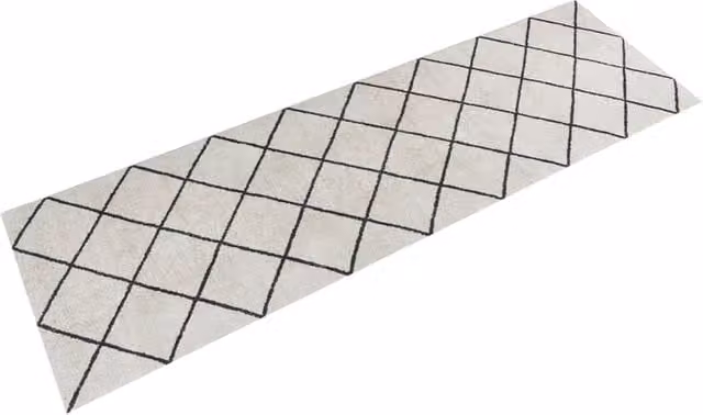 Berkfield Home Washable Grey Velvet Kitchen Rug with Diamond Pattern, W: 60 cm, L: 180 cm