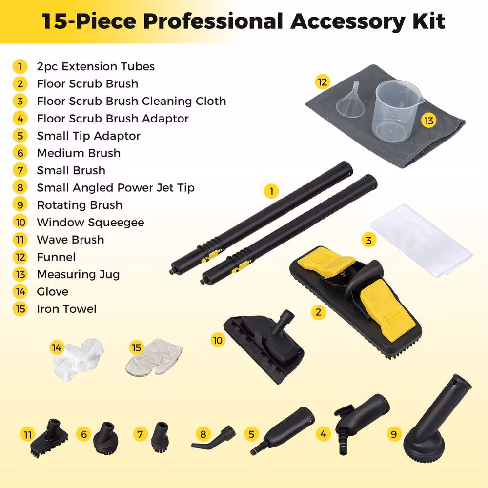 Costway 2000W High Pressure Steam Cleaner in Yellow – 6