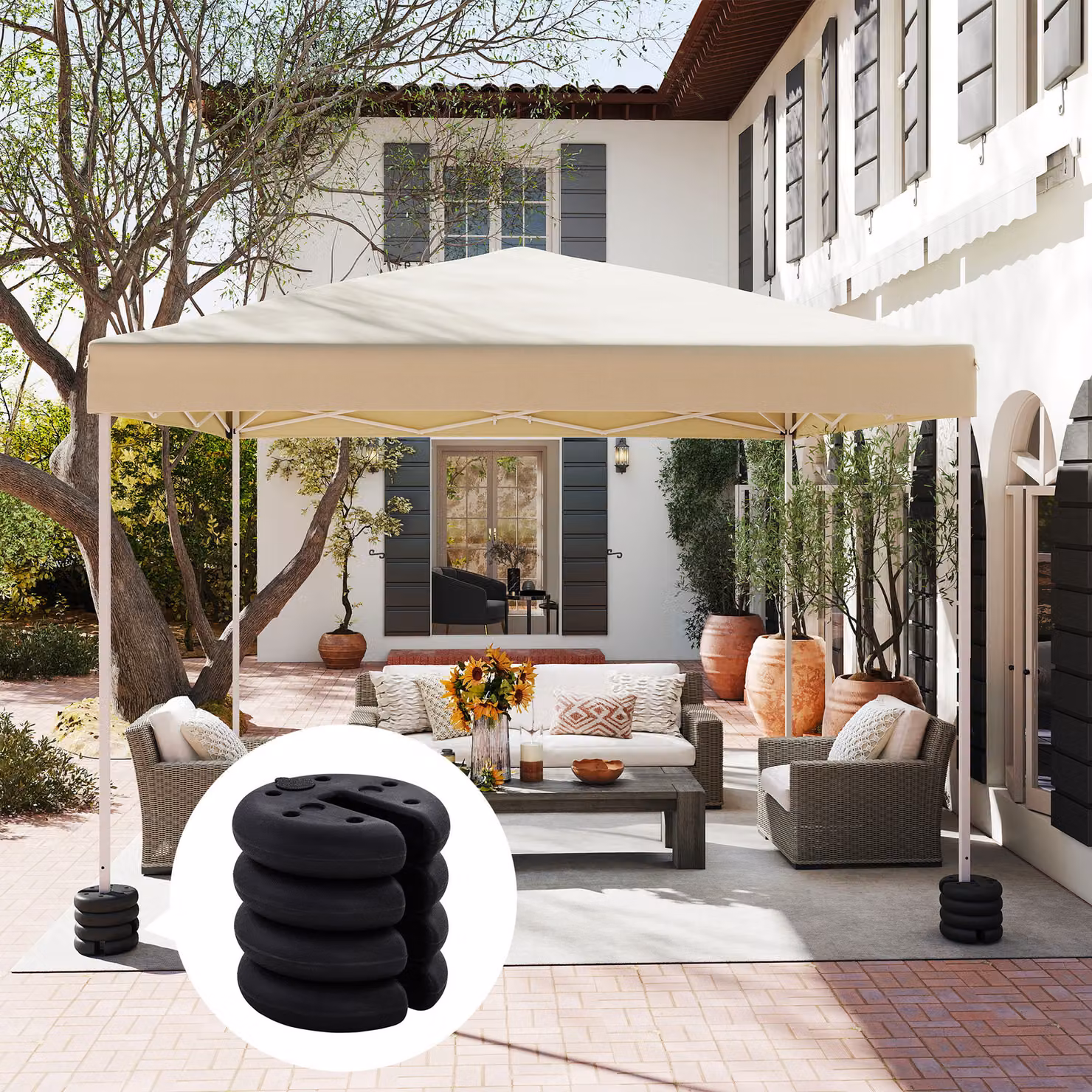 Outsunny Sand Fillable Gazebo Tent Leg Weights, Black, Set of 4 Plastic Weights for Marquee Party Tent Canopies – 9