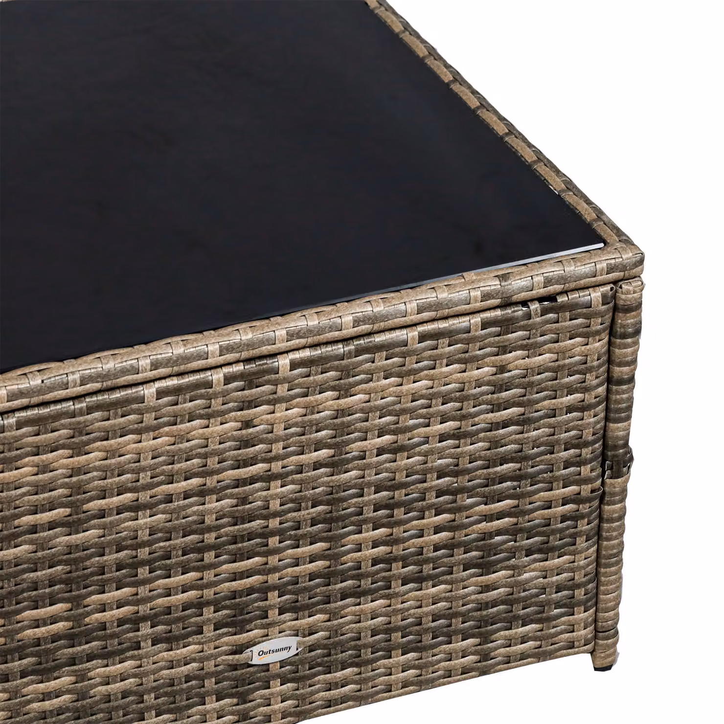 Outsunny 6-Seater Outdoor Rattan Wicker Sofa Set with Cushions and Hidden Storage Side Table in Mixed Brown – 8