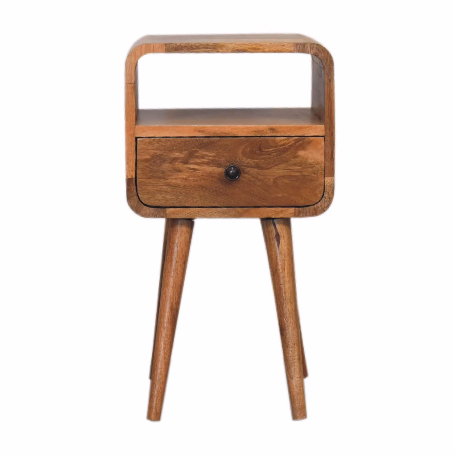 Aosom UK Handcrafted Solid Mango Wood Mini Bedside Table with Drawer and Open Shelf, Brown, W/D/H: 30 x 30 x 55 cm – 2