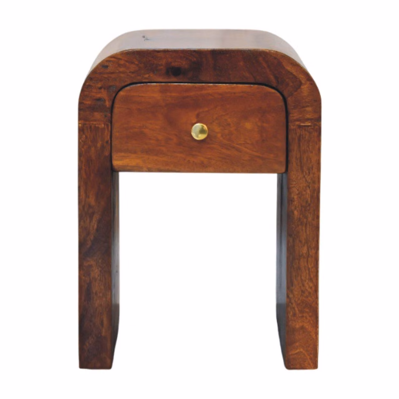 Aosom UK Mini Darcy Solid Mango Wood Nightstand with Curved Edges and Drawer, Dark Brown, W: 30 cm, D: 30 cm, H: 40 cm – 2