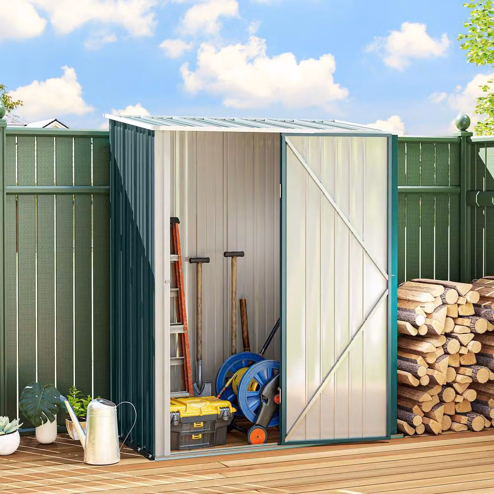 Rolipo Green Corrugated Galvanised Steel Single Door Garden Shed – 3