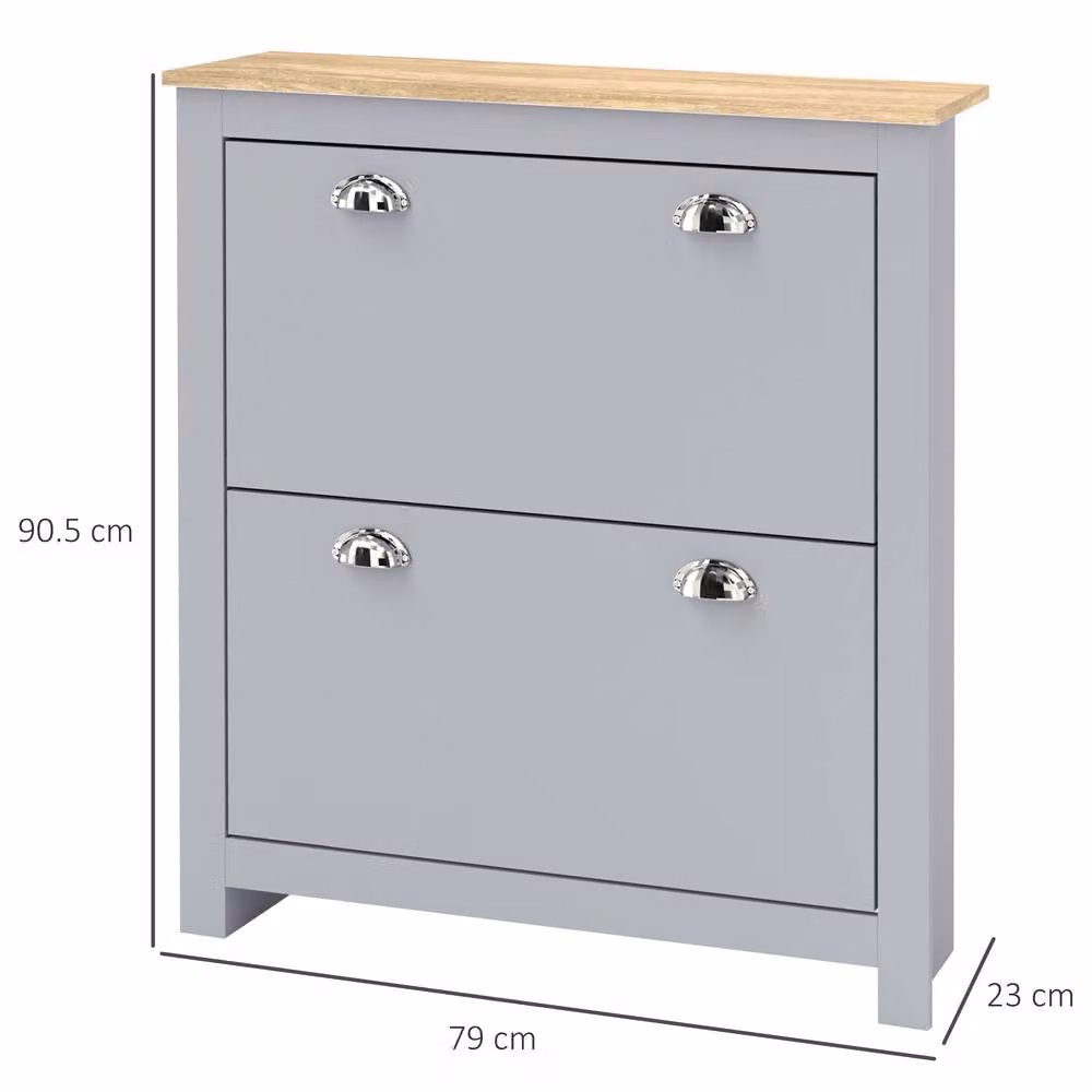 STILVORA Grey Modern Shoe Cabinet with Tilting Compartments and Internal Shelves – 2
