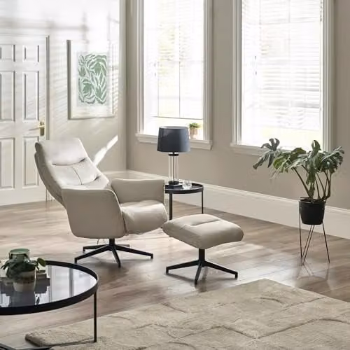 Julian Bowen Priya Grey Swivel Recliner Chair and Footstool – 2
