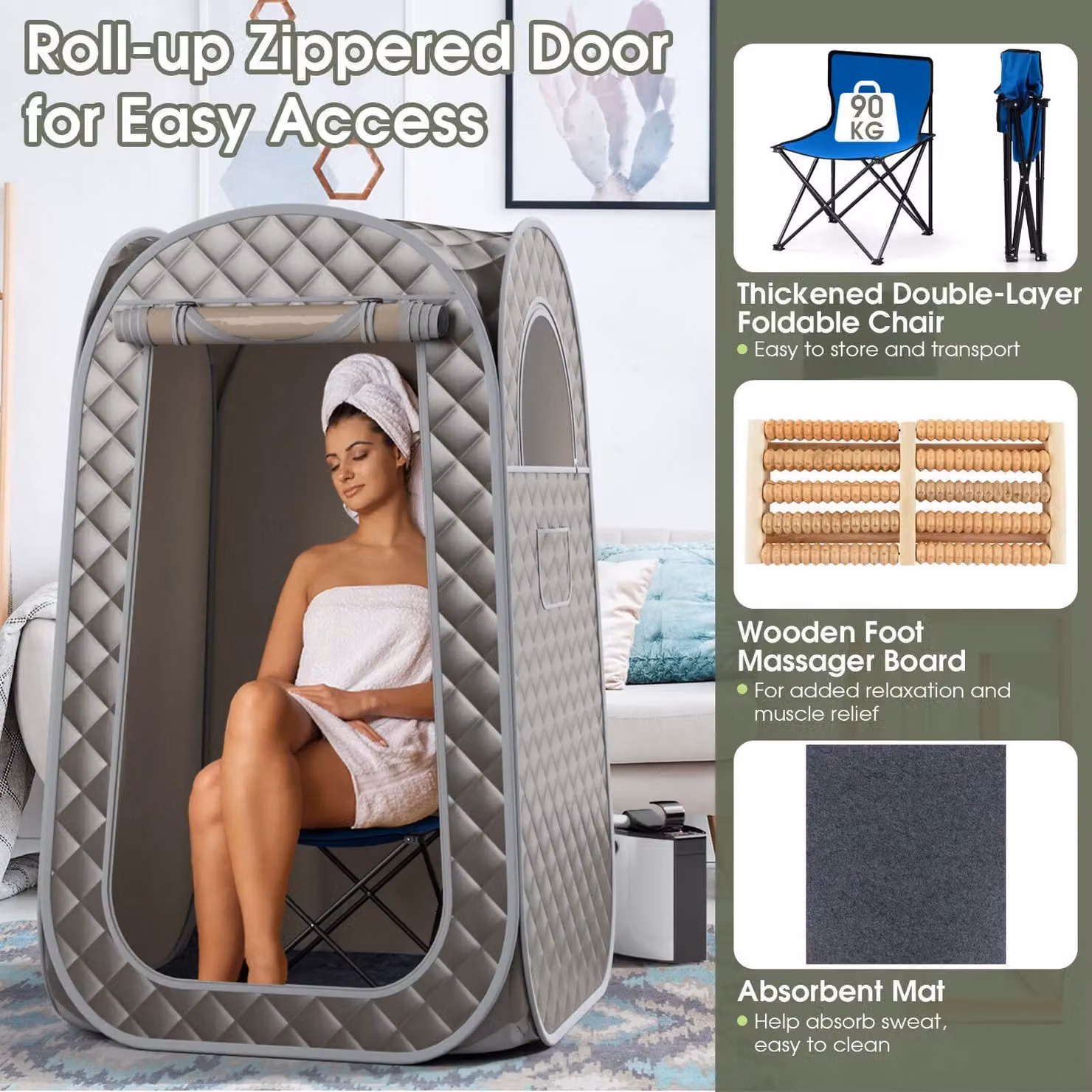 Costway Portable Full Body Steam Sauna Tent with 3L Steam Generator in Grey – 3