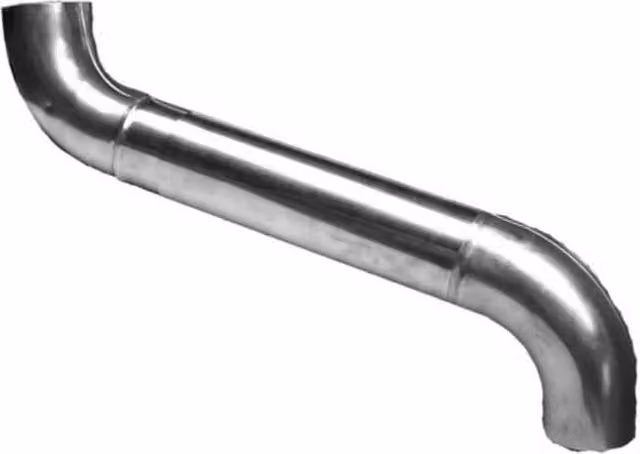 Coppa Gutta Titanium Zinc Round Downpipe Swan Neck Kit in Silver, W/D/H: 300-450 x 80 x 80 mm