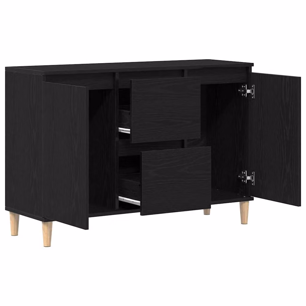 Berkfield Home Black Oak Sideboard in Black Matt Engineered Wood, W: 101 cm, D: 35 cm, H: 60 cm – 4