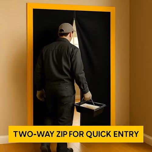 Sola 2-Pack Black Dust-Barrier Doorway Curtains with Double-Sided Zip and Tape-Mount, W/H: 110 x 220 cm – 5
