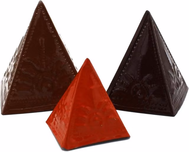 KDMD Ceramic Pyramid Incense Powder Mould Set in Brown and Orange