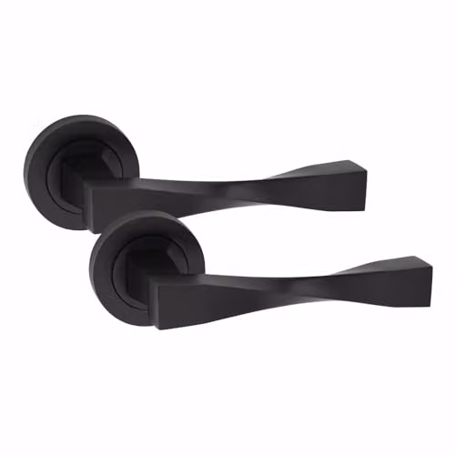 Golden Grace Astrid Twist Door Handles Pack, Matt Black Finish, 52mm – 2