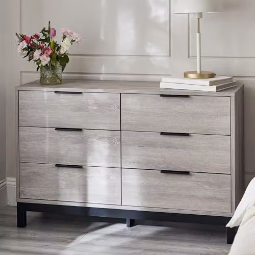Julian Bowen Bali 6 Drawer Wide Chest in Grey Oak, W/D/H: 120 x 40 x 77 cm – 1