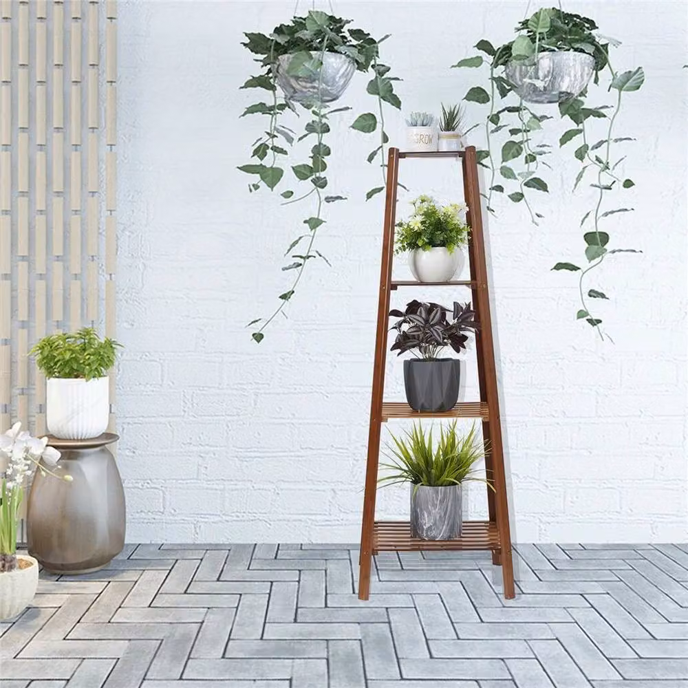 Kelvenix Bamboo Plant Stand Ladder Shelf, Brown – 3
