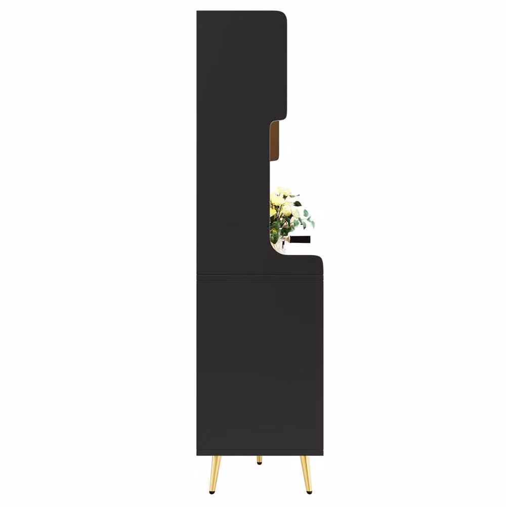 STILVORA Black Modern Tall Storage Cabinet with Integrated Lighting and Pegboard, W/D/H: 39.0 x 39.0 x 171.0 cm – 9