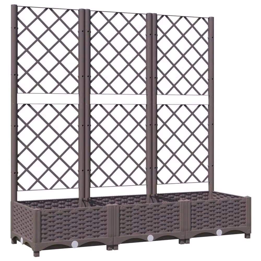 Berkfield Home Garden Planter with Trellis in Brown, W/D/H: 120 x 40 x 121.5 cm – 3