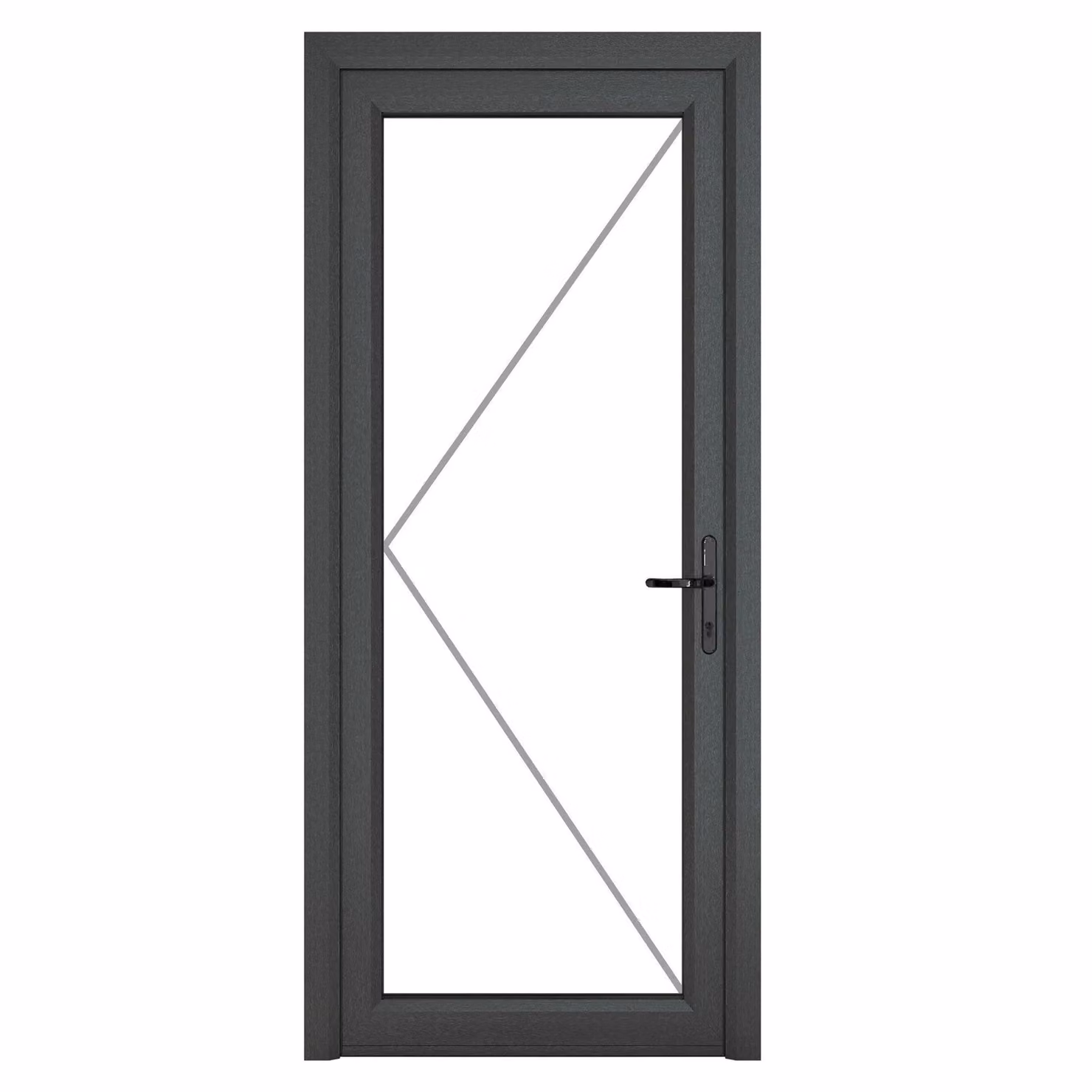 Crystal Direct uPVC Single Full Glass Door in Dark Grey, Left Hand, W: 84.0 cm, H: 209.0 cm – 2