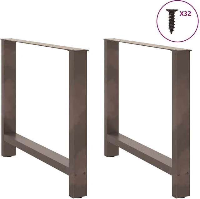 Berkfield Home Modern Coffee Table Legs in Grey Steel, 2 Pieces, H: 72.5 cm x W: 100 cm