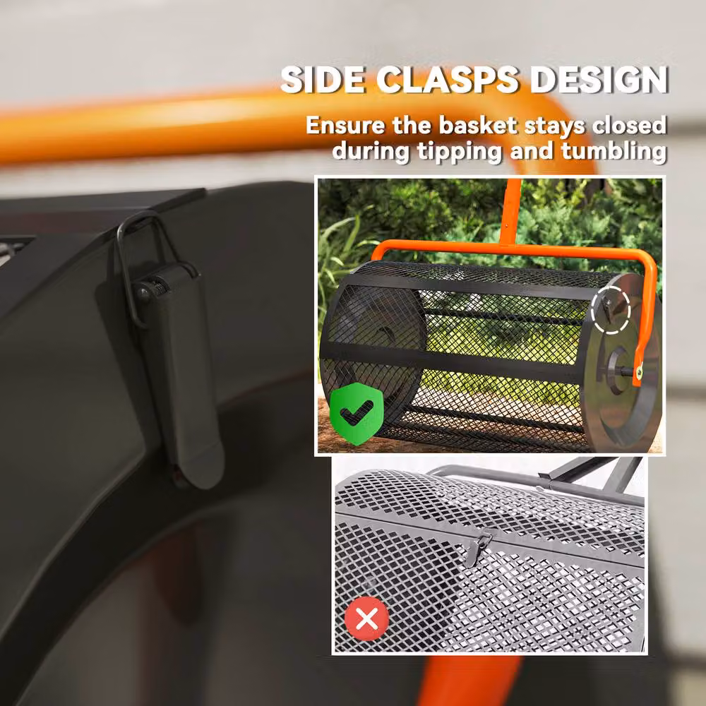 OUTSUNNY Orange Compost Spreader with Height Adjustable Handle – 4