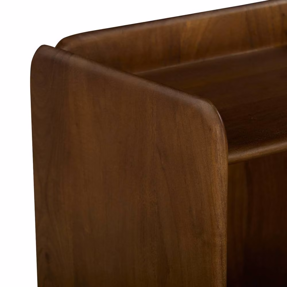 Sweek Exotic Acacia Wood Bedside Table with 2 Levels in Dark Brown – 3