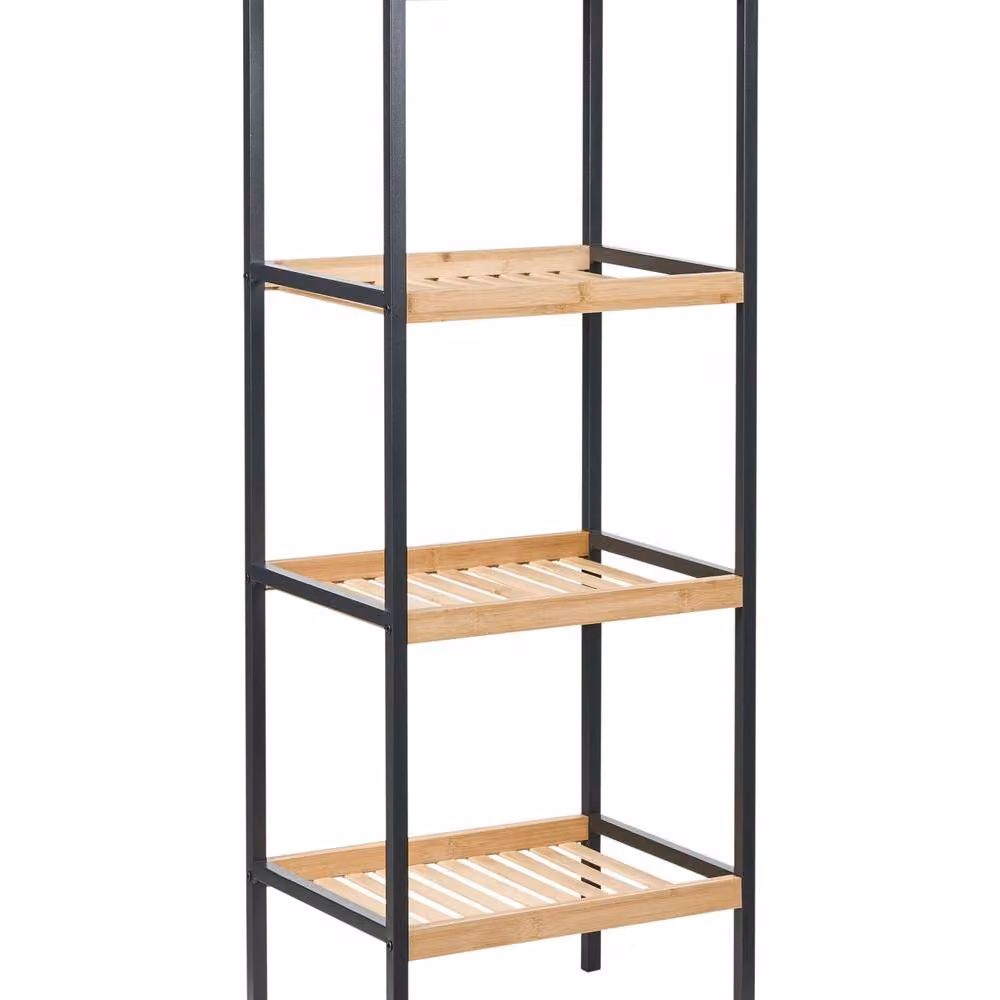 Wyld and Coco Zen Freestanding Bamboo Bathroom Shelving Unit in Light Brown and Black – 2