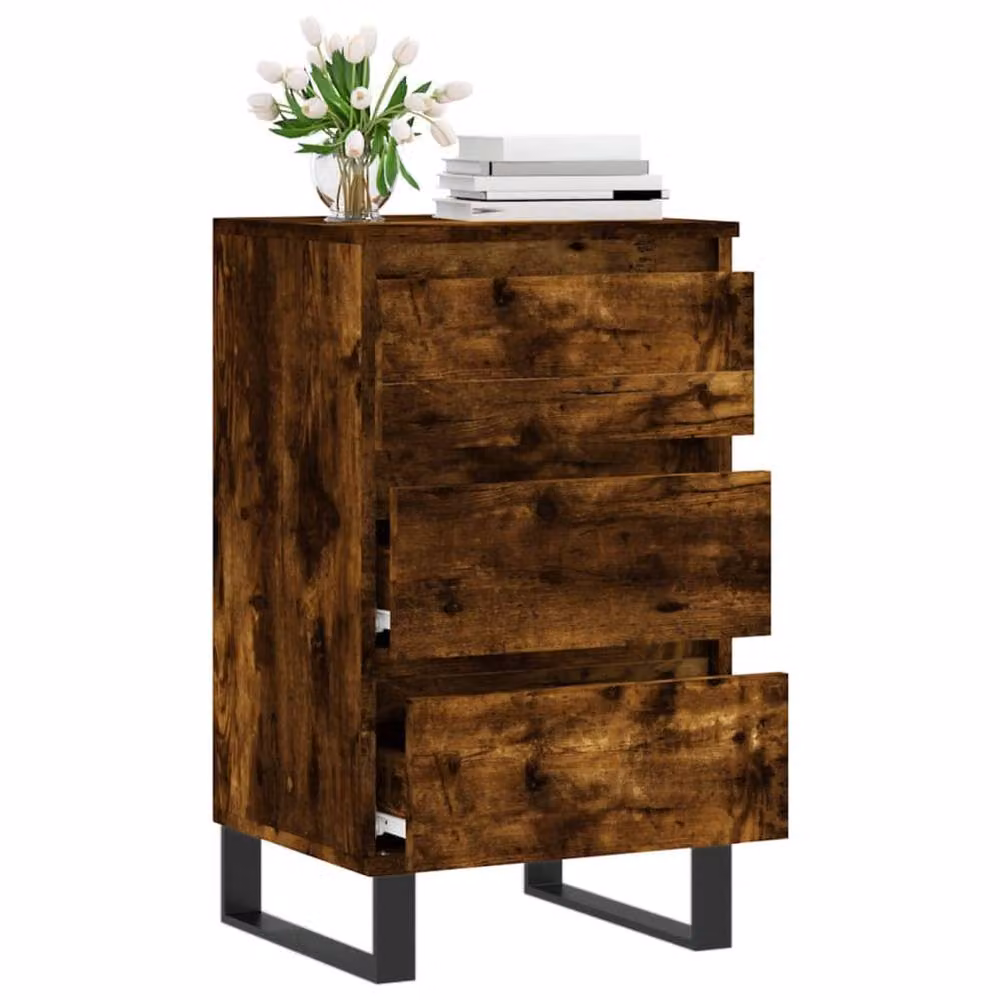 Berkfield Home Smoked Oak Sideboard in Brown, W/D/H: 40 x 35 x 70 cm – 4