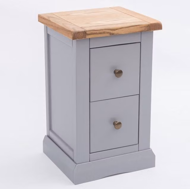 Cabinet Bits Rocca 2 Drawer Petite Bedside Cabinet in Grey Ash Wood