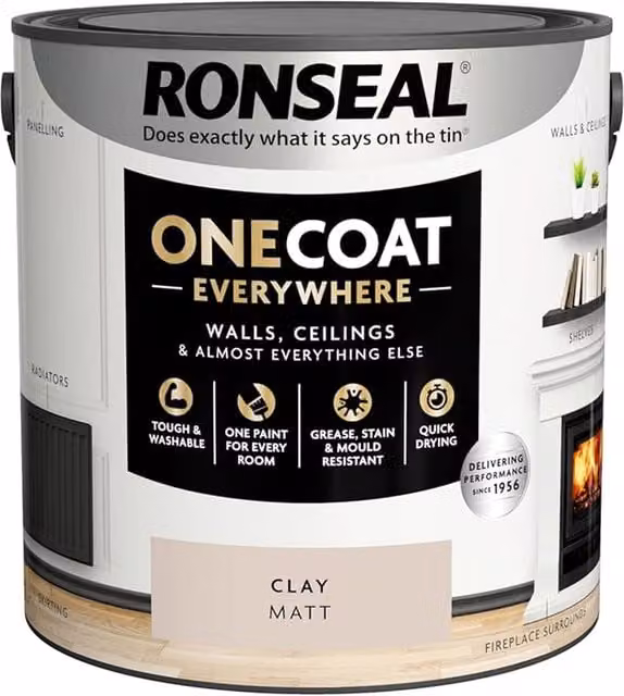 Ronseal One Coat Everywhere Interior Matt Paint in Beige, 2.5l