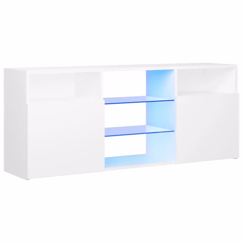 Berkfield Home Modern TV Cabinet with LED Lights, White, W/D/H: 120 x 30 x 50 cm – 2