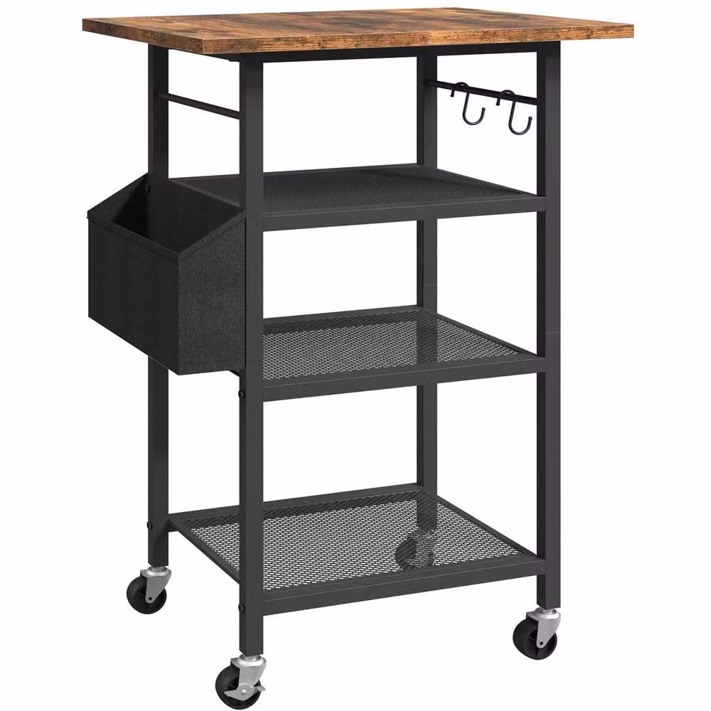 FORGEVIO 4 Tier Rustic Brown and Black Printer Stand Storage Unit W: 50 cm, D: 40 cm, H: 84.5 cm – 3