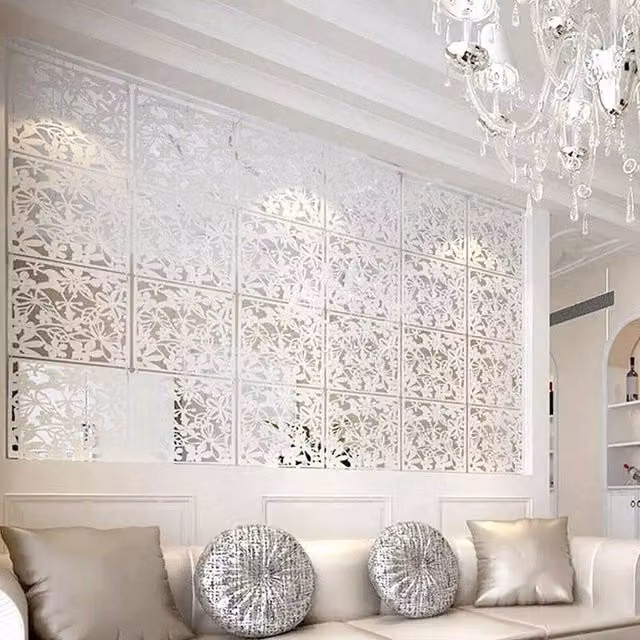 SPETLEK 12-Piece Floral Partition Room Divider in White
