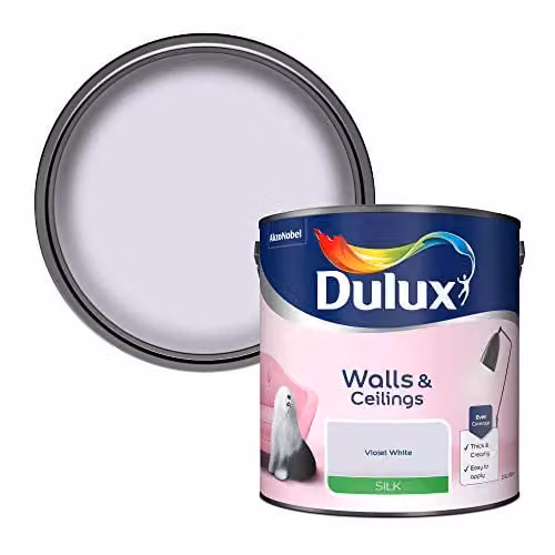 Dulux Silk Emulsion Water Based Dispersion Paint for Walls and Ceilings, Purple and White, 2.5 l – 1