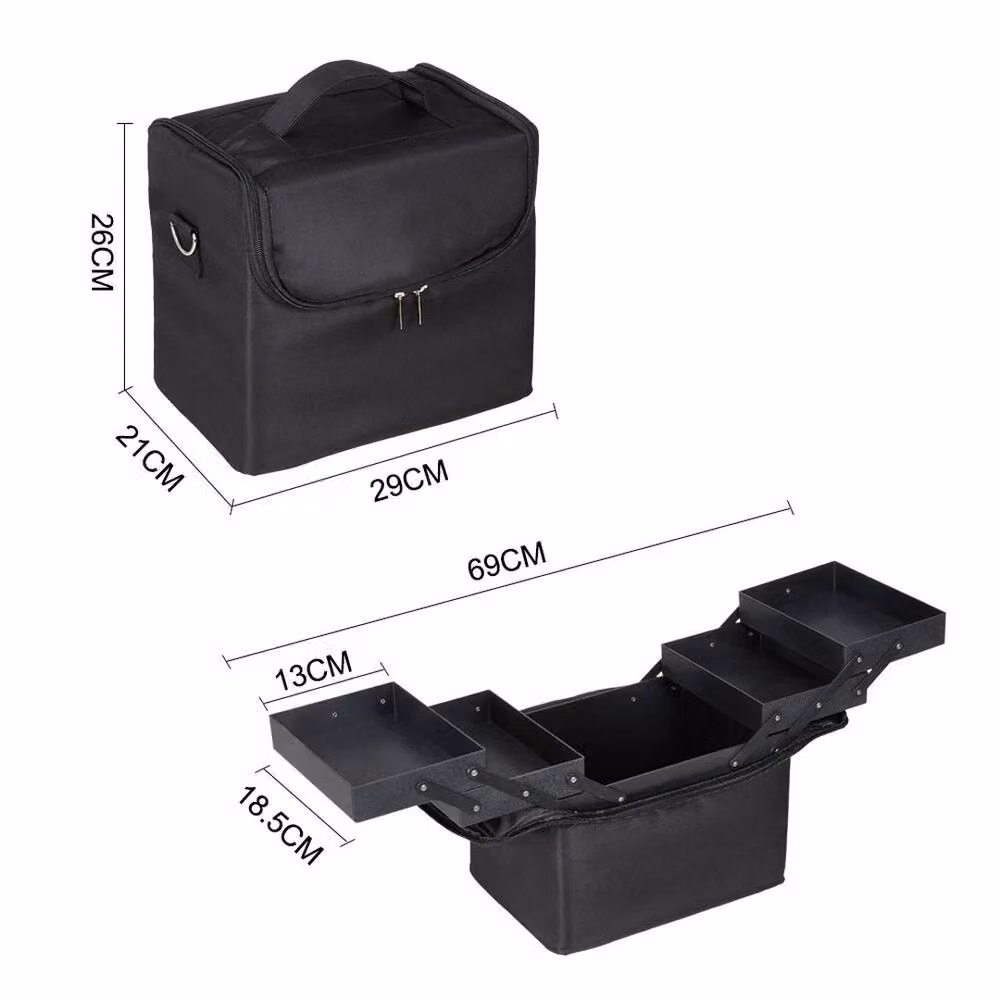 KORVIXA Extra Large Makeup Bag and Beauty Carry Box, Black, W: 50 cm x D: 50 cm x H: 50 cm – 2