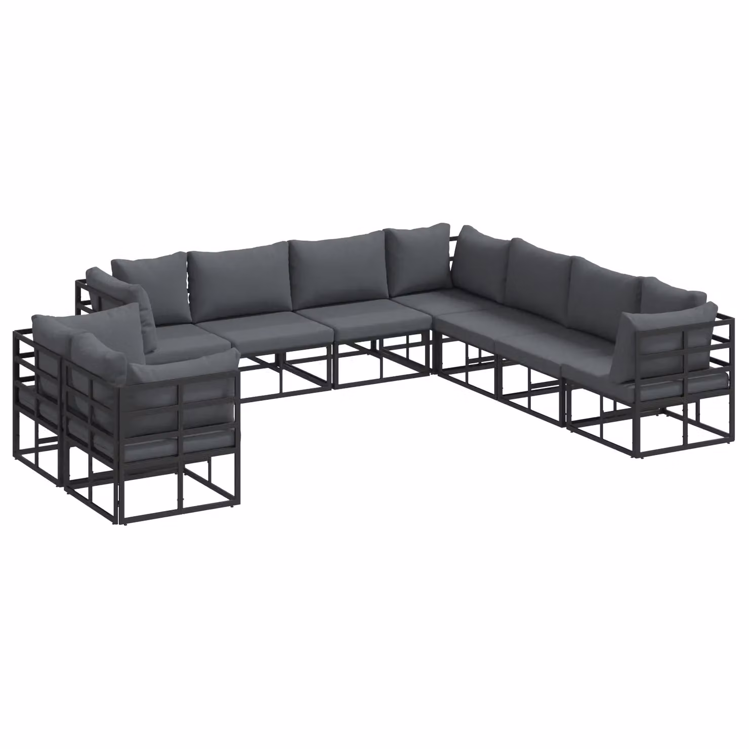 Berkfield Home 9-Piece Modern Garden Sofa Set in Black Powder Coated Aluminium with UV-Resistant Cushions – 2