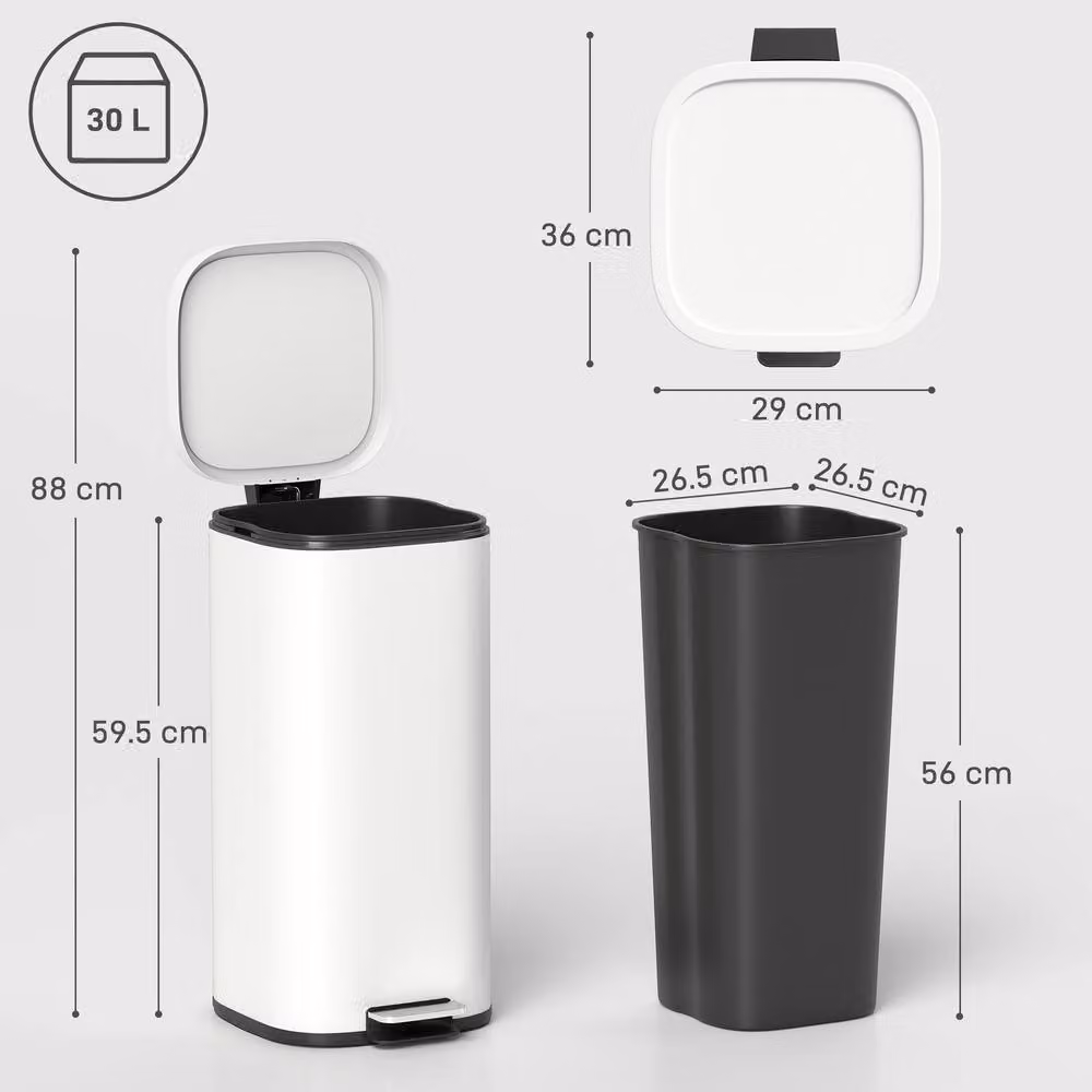 STILVORA 30L Kitchen Bin with Soft-Close Flip Lid in Beige/White – 3